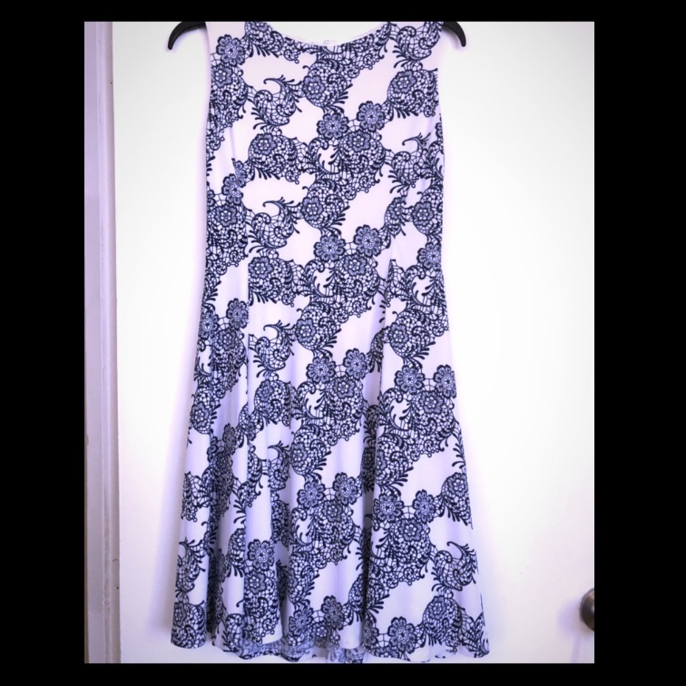 Navy and white sleeveless dress